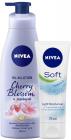 Nivea Oil In Lotion Cherry Blossom and Jojoba Oil, 200ml & Nivea Soft Moisturising Tube 75ml, 275 ml (Pack of 2)