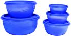 Princeware Store Fresh Plastic Bowl Package Container, Set of 5, Blue