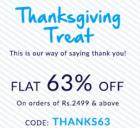 Flat 63% off on orders of Rs. 2499 & above