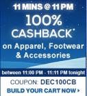 100% Cashback on Entire Fashion Range for 11 Mins @ 11 PM Tonight