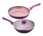 Wonderchef Royal Velvet Induction Base Aluminium Cookware Set, 3-Pieces, Purple