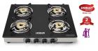 Eveready TGC4B Glass Top Gas Stove, 4 Burner Gas Stove, Black