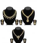 Sukkhi Zinc Gold Plated Australian Diamond Golden Necklace Set of 3