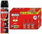 Mortein 2-in-1 All Insect Killer - 425ml with Insta5 Vaporizer Refill (35 ml) - Pack of 4 + 2 Free