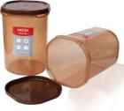 Milton - 2 L Plastic Grocery Container  (Pack of 2, Brown)