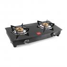 Cello Prima Glass Top 2 Burner Gas Stove, Manual Ignition, Black