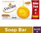 Santoor Glycerine PureGlo Soap 125g (Pack of 6)