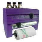 Primeway Roll N Roll x4 Kitchen Cling Film, Aluminum Foil, Paper Roll Dispenser + Multipurpose Storage Rack, 4 in 1, Purple