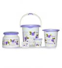 Cello Blossom Plastic Purple Bucket Set - Set of 5