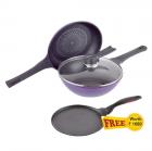 Wonderchef Induction Diamond Pan Set with Free Dosa Tawa (25cm) and Recipe Booklet worth Rs 1680/-, 3-Pieces