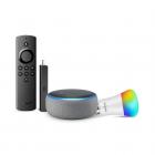 Echo Dot (3rd Gen, Grey) bundle with Fire TV Stick Lite and Wipro 9W LED smart color bulb