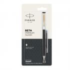 Parker Beta Premium FP GT Fountain Pen with Free Ink Cart (Silver)