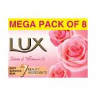 Lux Rose & Vitamin E Beauty Soap Bar For Glowing Skin Combo Offer Pack 8x150 g