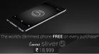 Micromax Canvas Silver 5 worth Rs 18999 FREE with every purchase on the landing page