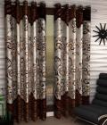 Tanishka Fabs Set of 2 Door Eyelet Curtains Printed Brown