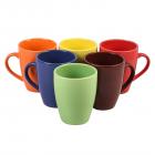 Sampla Kalyke Series Ceramic Coffee Mugs - 6 Pieces, Glossy Multi Colour, 250 ML