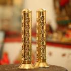 Angelic Copper Brass Puja Agarbatti Stand (5 cm x 5 cm x 27 cm, Golden, Set of 2)