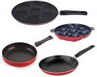 Nirlon Non-Stick Aluminium Cookware Set, 4-Pieces, Red