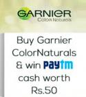 50 Paytm cash on Garnier Color