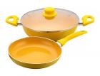 Wonderchef Da Vinci Induction Base Aluminium Cookware Set, 3-Pieces, Yellow