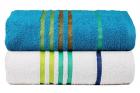 Casa Copenhagen 475 GSM 100 % Combed Cotton EXOTIC 2 Pcs Medium Bath Towel - Blue, White