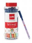 Cello Bling Pastel Ball Pens (25 Pens Jar - Blue) | Ballpen set with different body foils in exciting pastel shades|Smooth writing pens ideal for School and Office Use