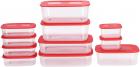 All Time Basic Plastic Container Set, 11-Pieces, Red